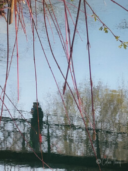 Fotoserie „Träumereien“ – Spiegelungen und Verwischungen - Spiegelung einer Frau in Isarcanal - farbige foto